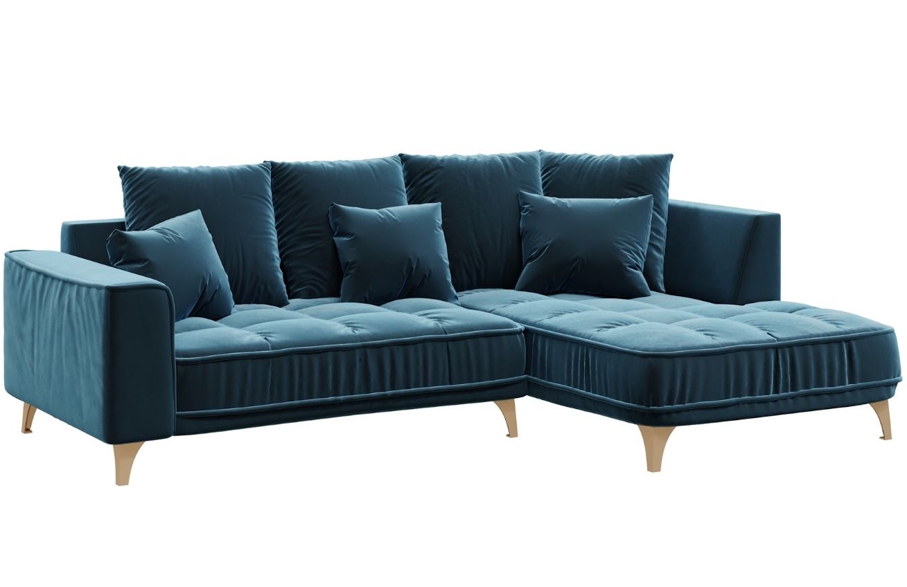 Devichy Sametová rohová pohovka Chloe 256 cm