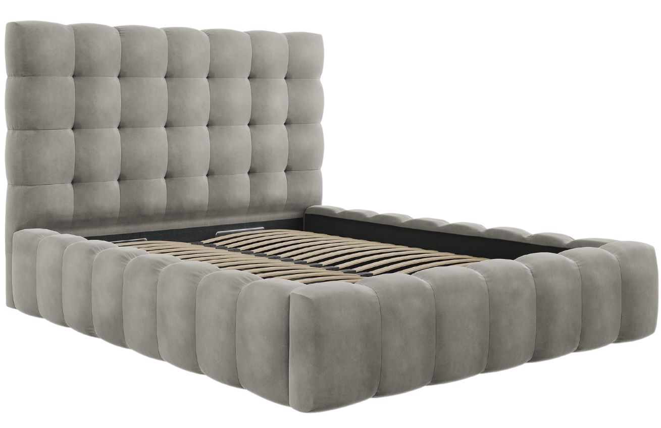 Micadoni Sametová postel Mamaia 160 x 200 cm s úložným prostorem