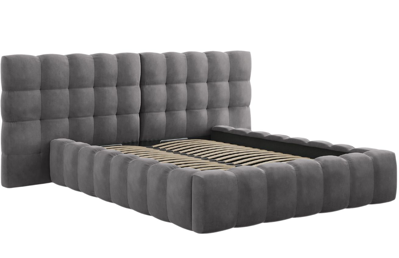 Micadoni Sametová postel Mamaia 160 x 200 cm s úložným prostorem