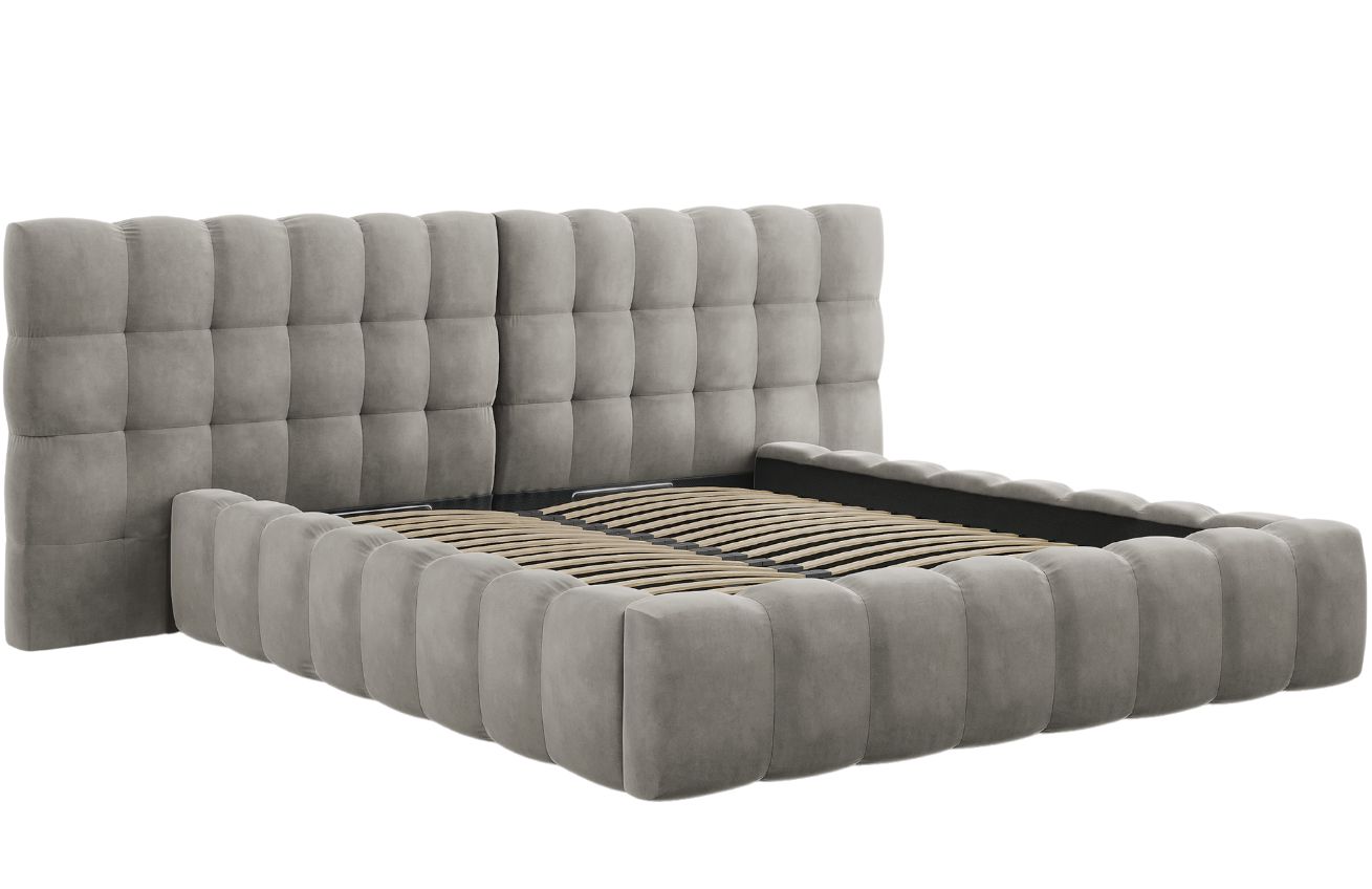 Micadoni Sametová postel Mamaia 180 x 200 cm s úložným prostorem