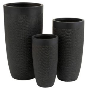 Set tří černých keramických květináčů J-line Geramio 72/58/46 cm