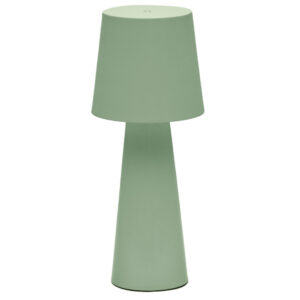 Mátově zelená kovová zahradní stolní LED lampa Kave Home Arenys M