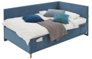 Modrá manšestrová postel Meise Möbel Cool II. 120 x 200 cm