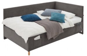 Antracitová manšestrová postel Meise Möbel Cool II. 90 x 200 cm