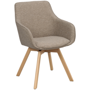 Tmavě béžová otočná jídelní židle ROWICO ALISON s přírodní podnoží