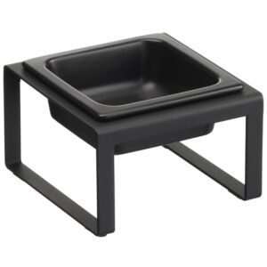 Černá keramická miska pro psy Yamazaki Tower se stojanem
