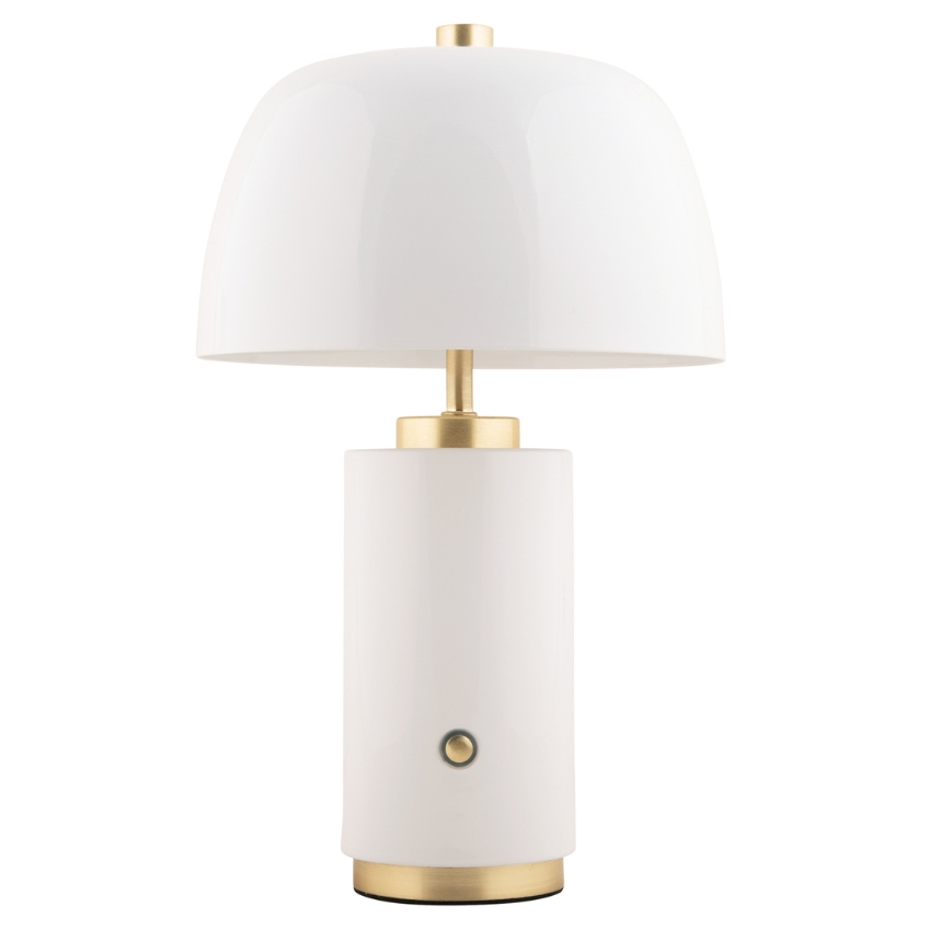 Present time Bílá kovová nabíjecí stolní LED lampa Reya