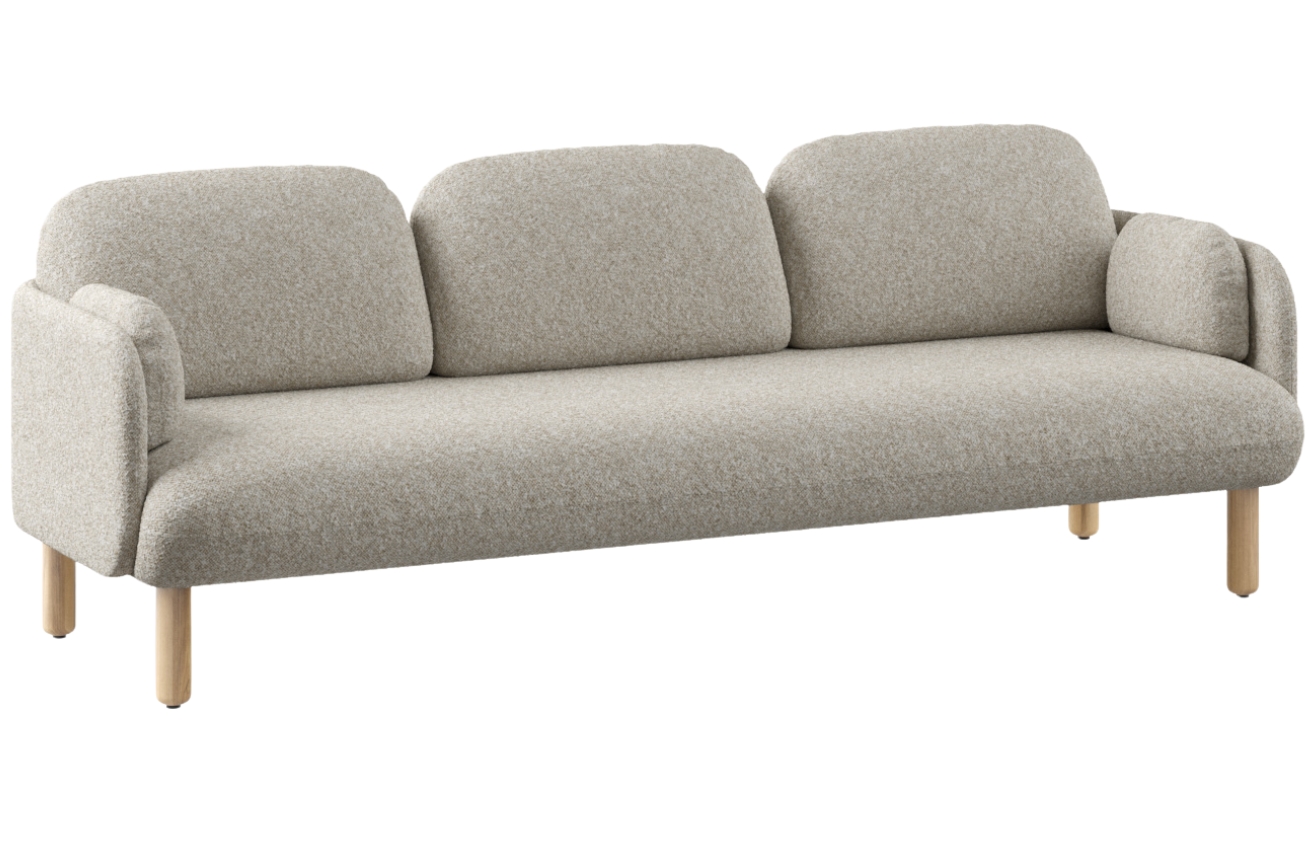 Narbutas Béžovo-bílá bouclé trojmístná pohovka MYAMI 225 cm