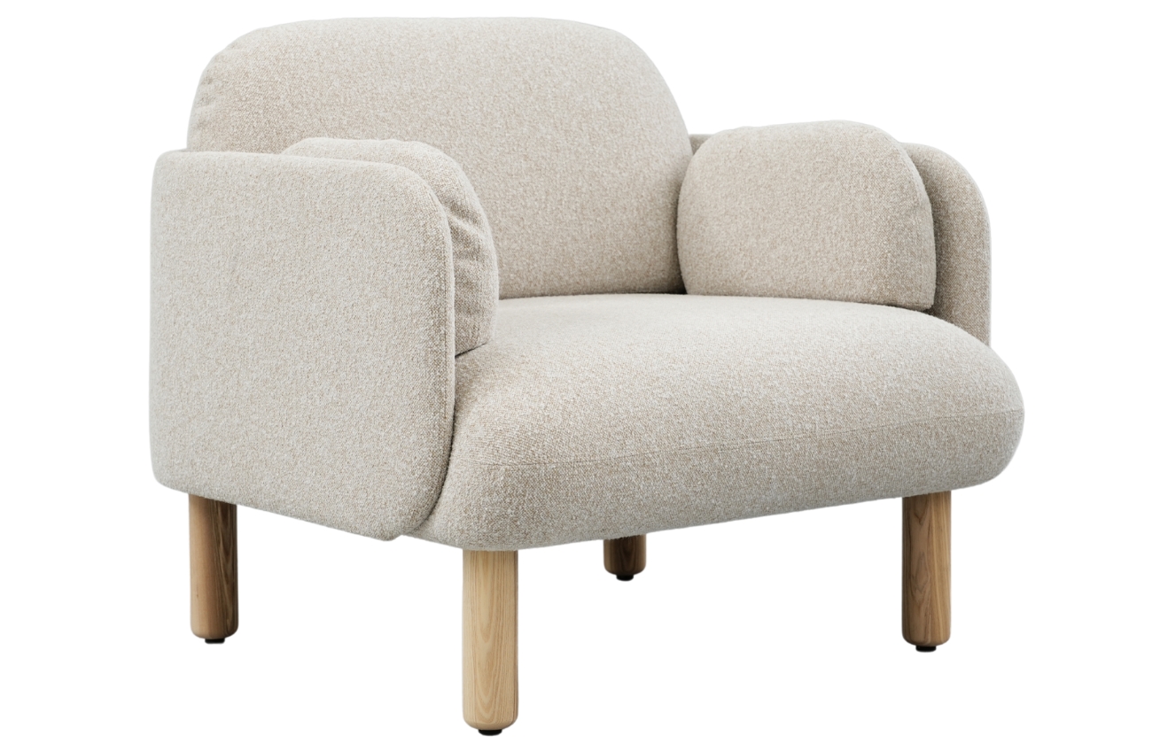 Narbutas Béžovo-bílé bouclé křeslo MYAMI