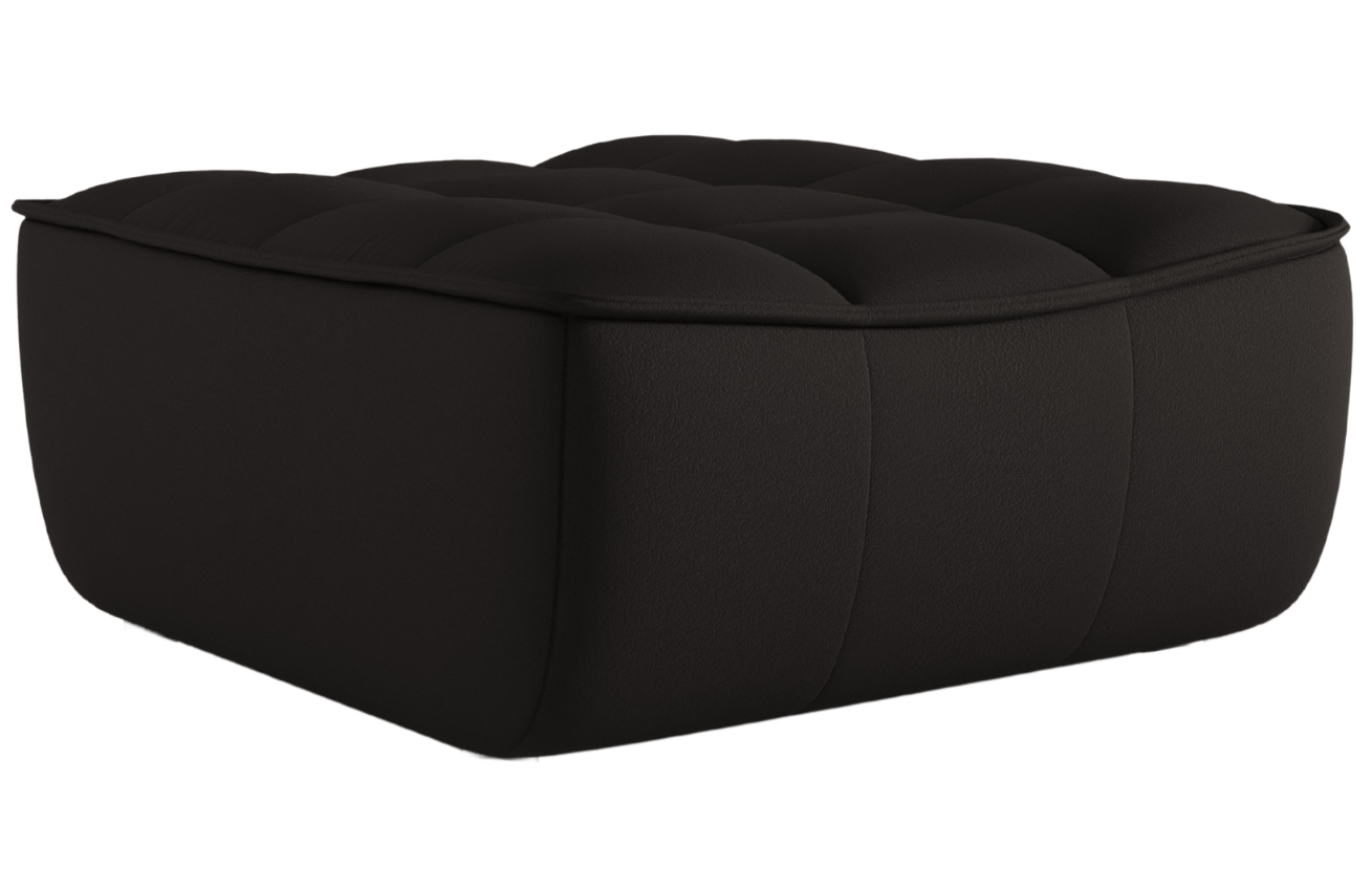 Maison Heritage Černá kožená podnožka Moni 90 x 83 cm