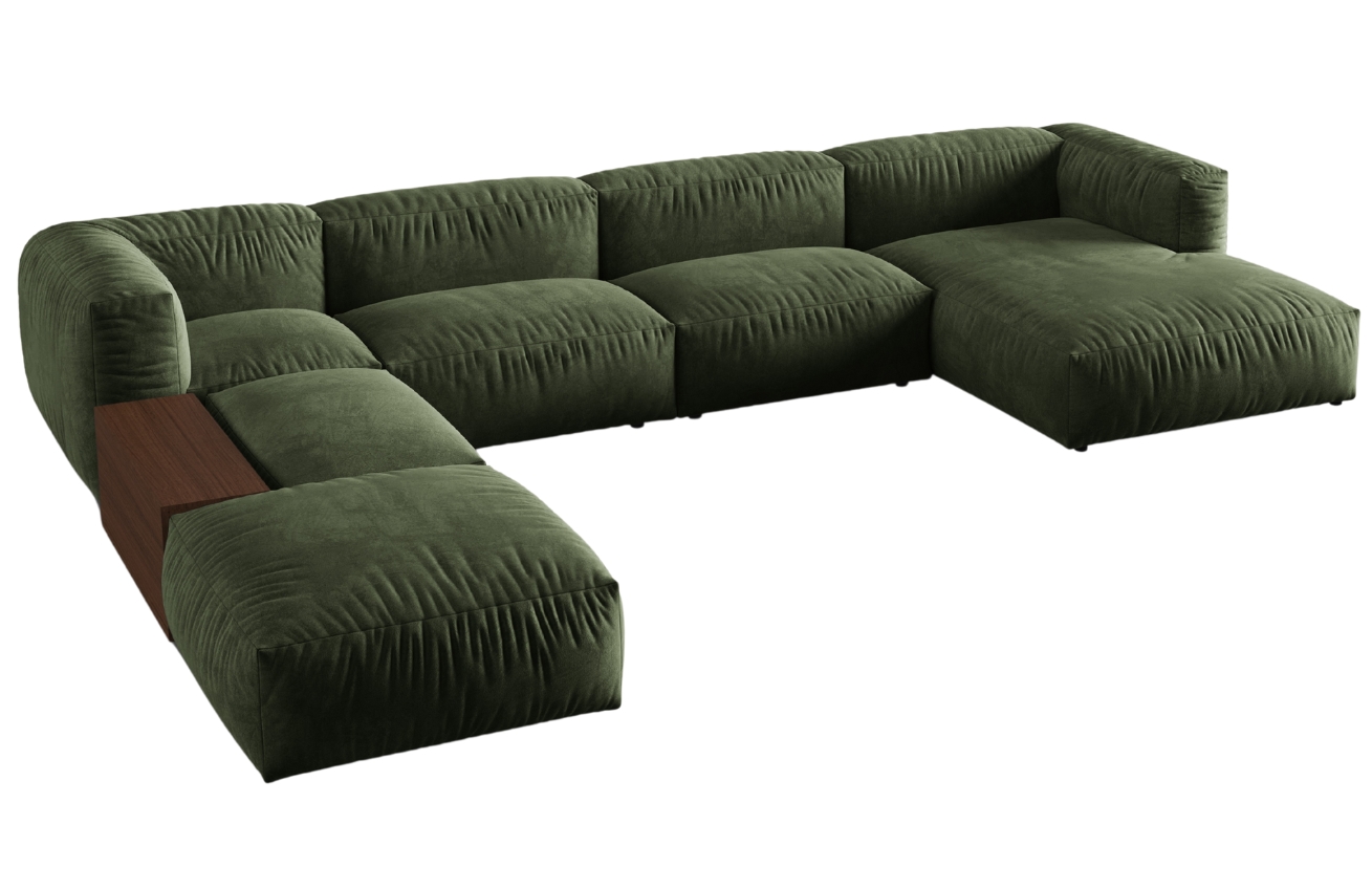 Micadoni Sametová rohová pohovka Martina 406 cm