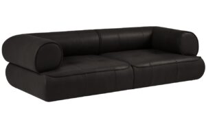 Maison Heritage Černá kožená pohovka Lily 234 cm