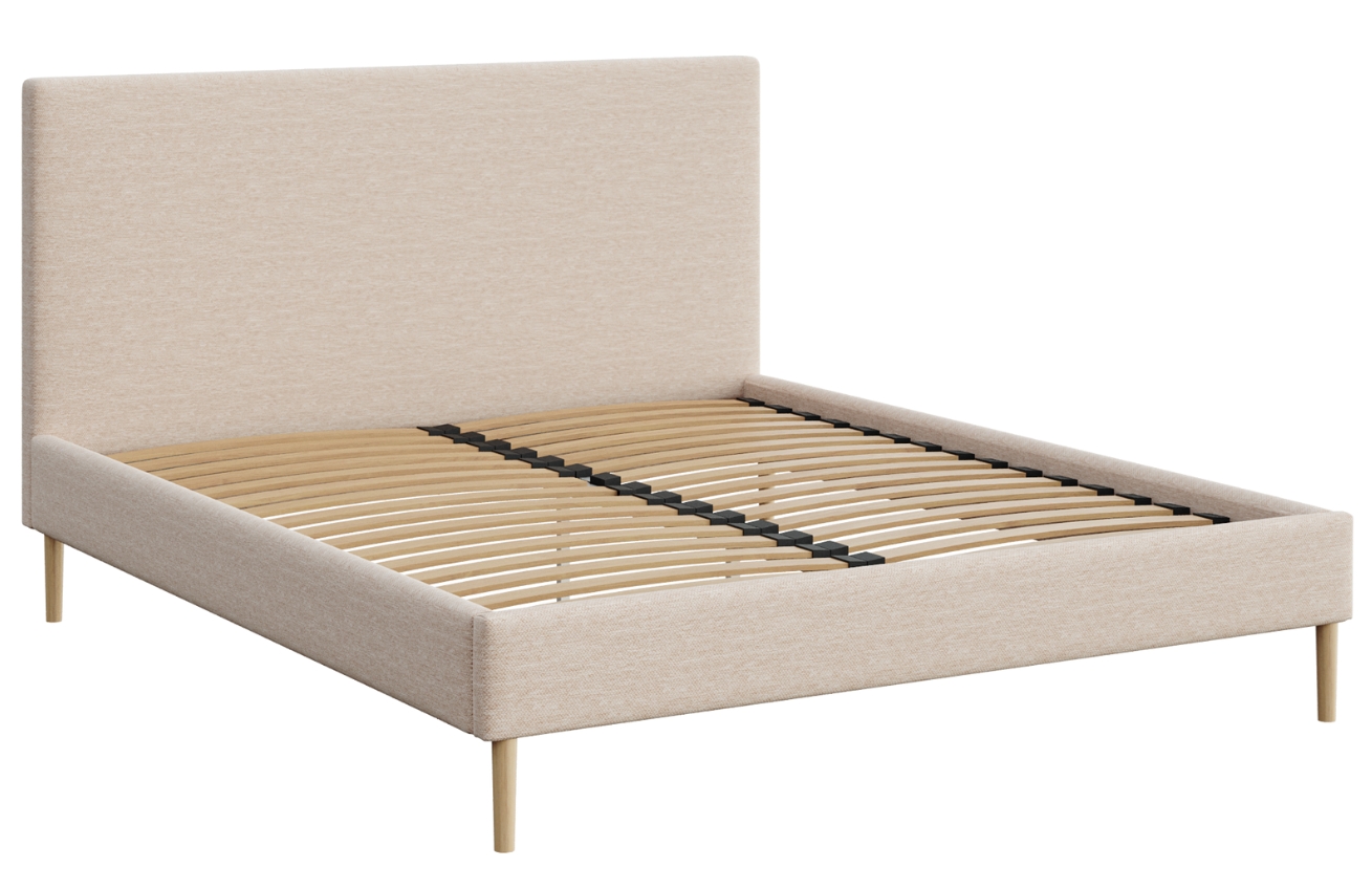 Mesonica Světle béžová čalouněná dvoulůžková postel Alano 160 x 200 cm