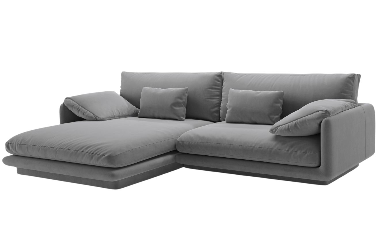 Micadoni Světle šedá sametová rohová pohovka Torino 250 cm