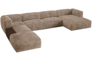 Micadoni Tmavě béžová manšestrová rohová pohovka Martina 406 cm