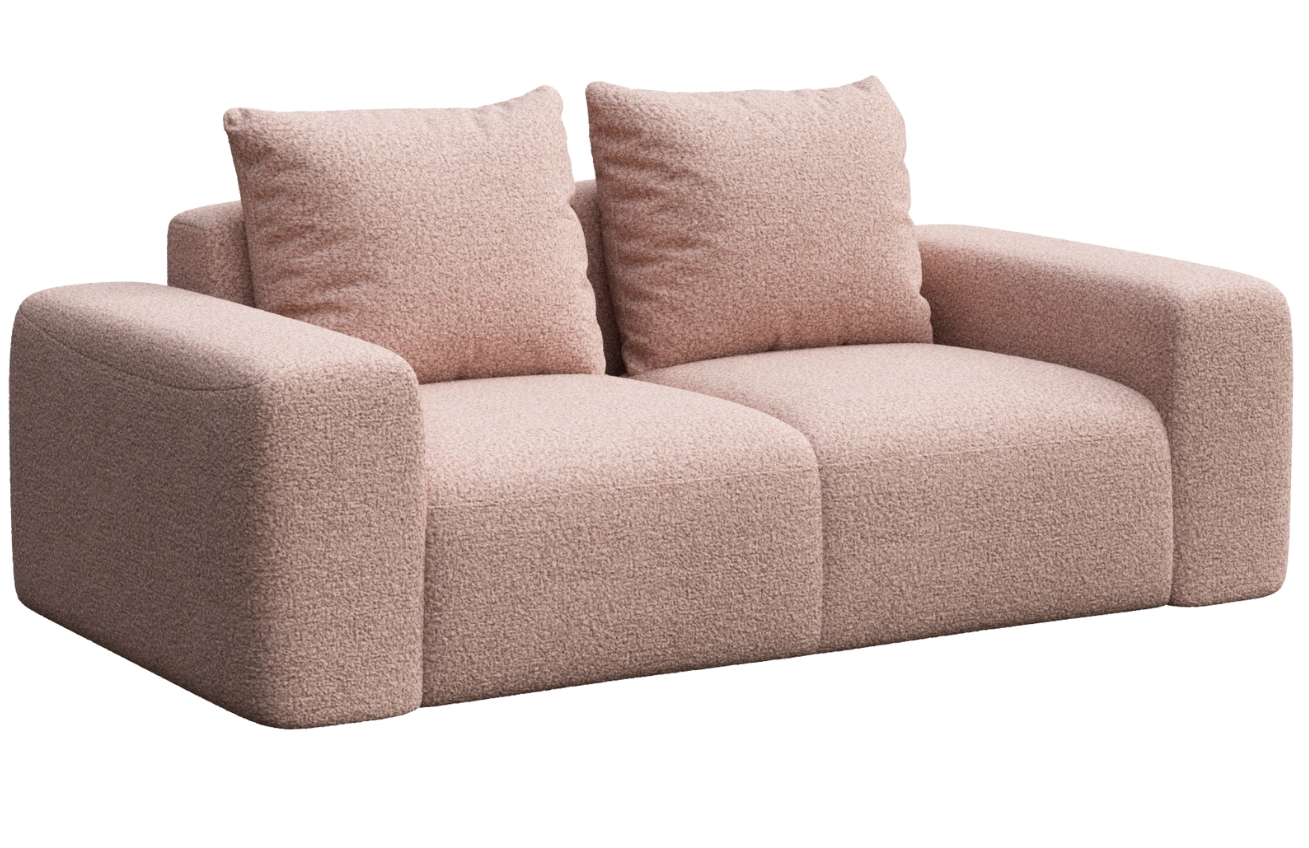 Rodier Růžová bouclé dvoumístná pohovka Monce 212 cm