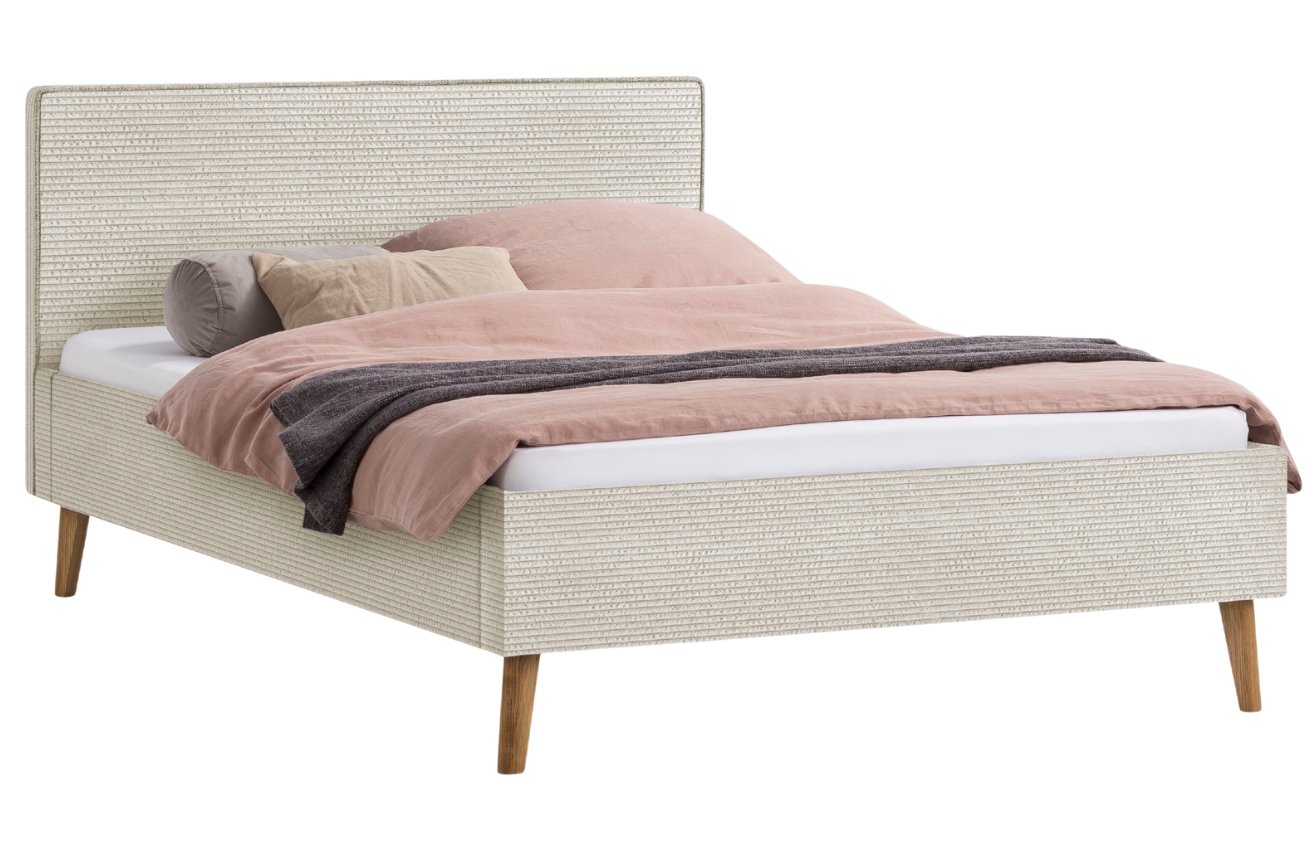 Béžová manšestrová postel Meise Möbel Twister 140 x 200 cm