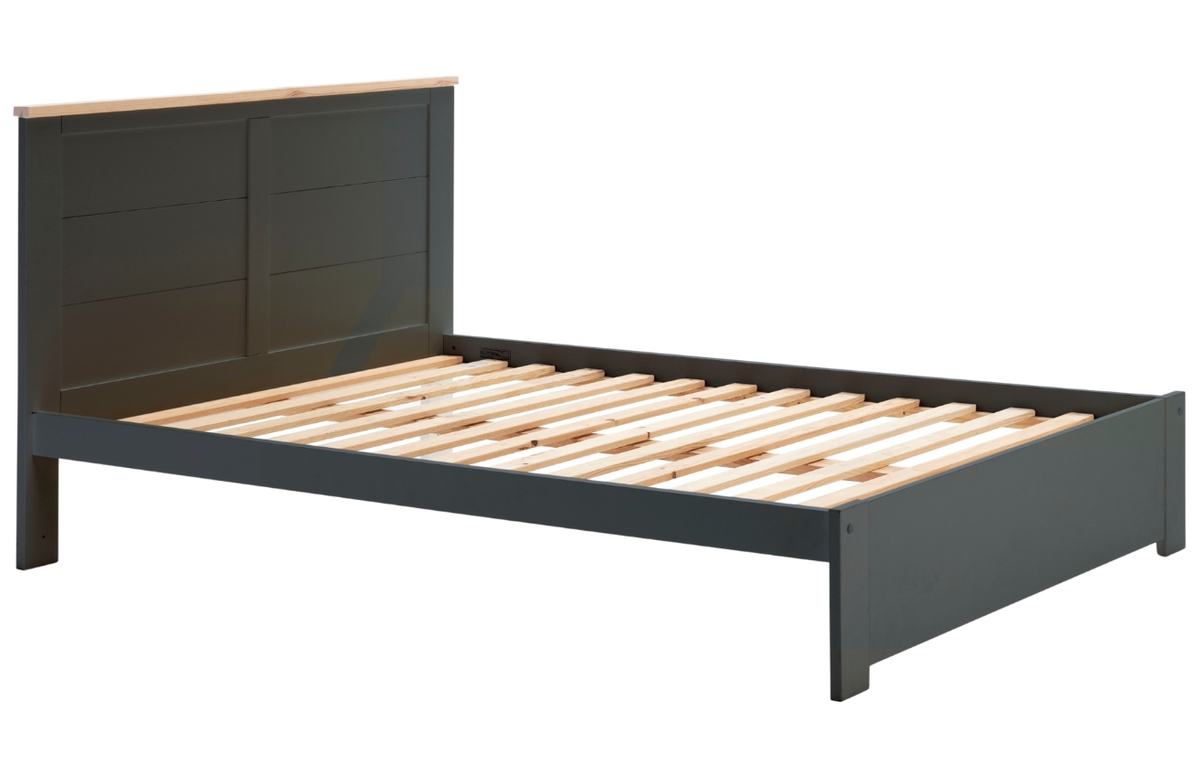 Marckeric Šedá dřevěná dvoulůžková postel Akira 160 x 200 cm