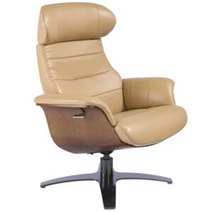 Angel Cerdá Béžové kožené otočné křeslo No. 5087