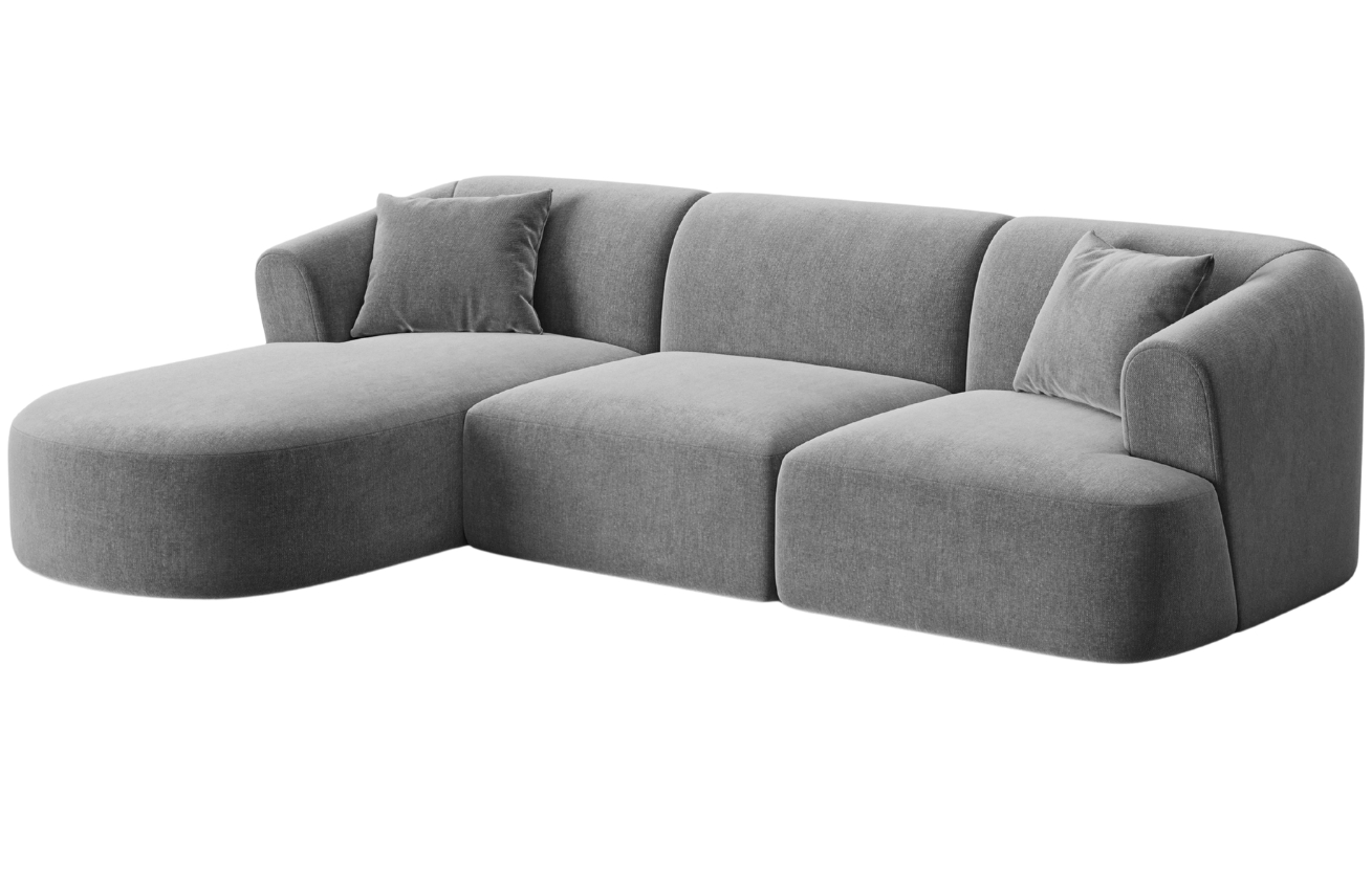 Cosmopolitan Design Šedá sametová rohová pohovka Campi 256 cm