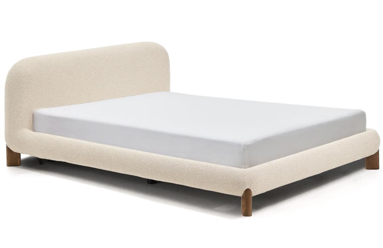 Kave Home Béžová bouclé dvoulůžková postel Odina 180 x 200 cm