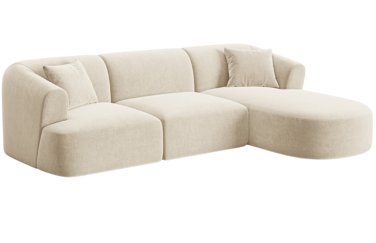 Cosmopolitan Design Světle béžová sametová rohová pohovka Campi 256 cm