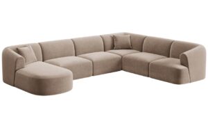 Cosmopolitan Design Béžová sametová rohová pohovka Campi 330 cm