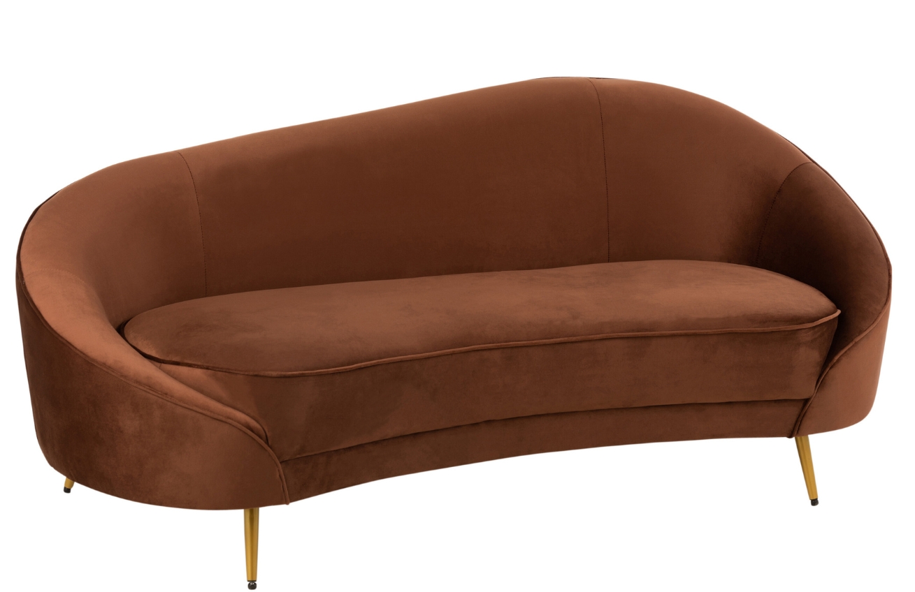 J-line Hnědá sametová pohovka Elisabeth 180 cm