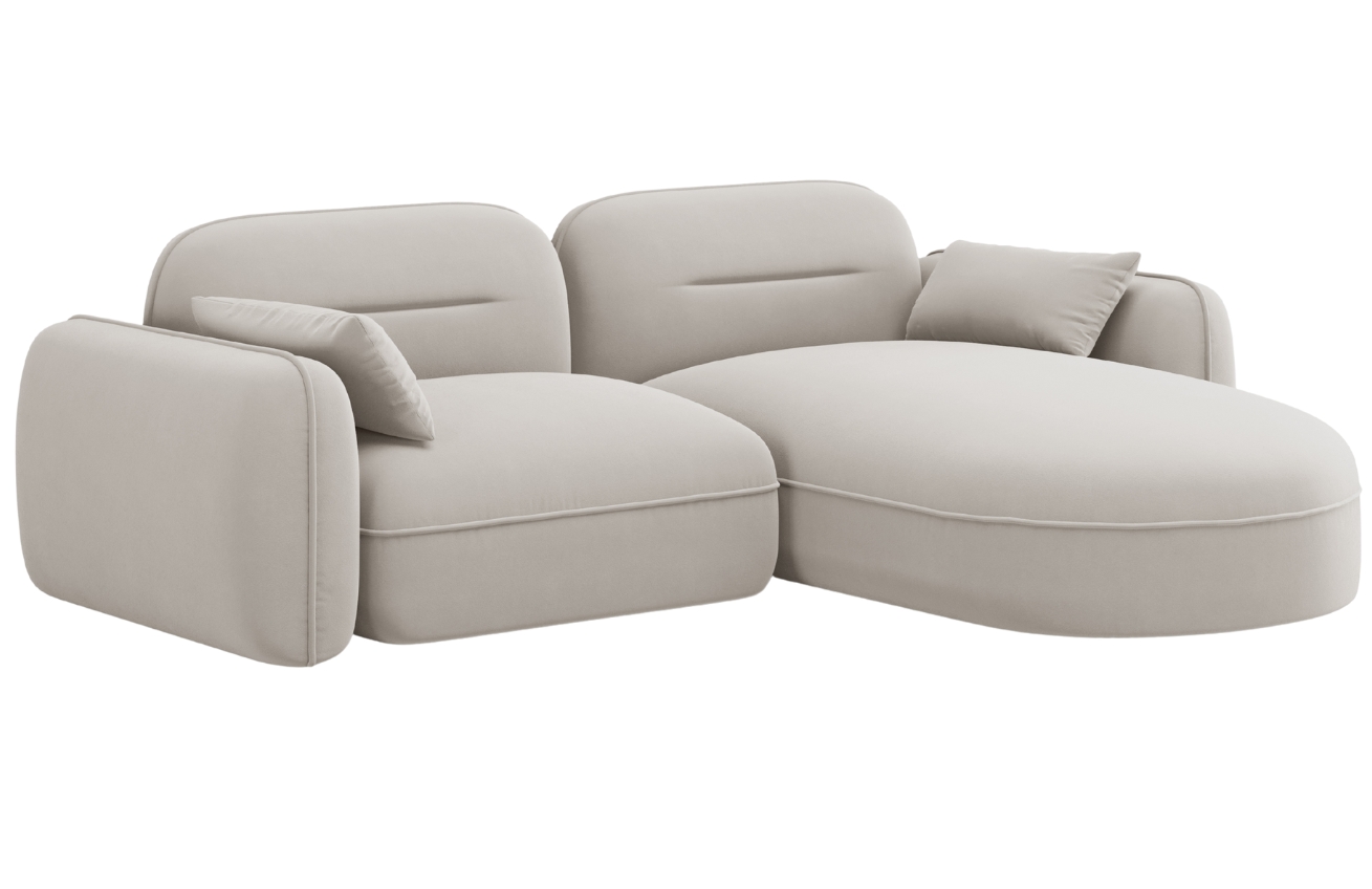 Cosmopolitan Design Světle béžová sametová rohová pohovka Sydney 230 cm