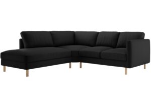 Micadoni Černá sametová rohová pohovka Eden 267 cm