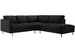 Micadoni Černá sametová rohová pohovka Eden 267 cm