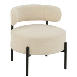 J-line Bílé bouclé křeslo Fluffy