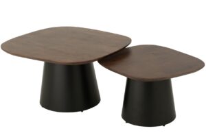 J-line Set dvou hnědých dřevěných odkládacích stolků Ekko 79 x 74/64 x 60 cm