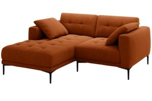 Micadoni Terakotově oranžová sametová rohová pohovka Bemy 205 cm