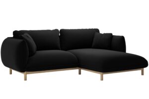 Micadoni Černá sametová rohová pohovka Ada 214 cm