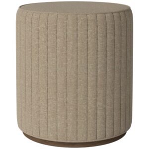 Bolia Béžový čalouněný taburet Rigato 40 cm s tmavou dubovou podstavou