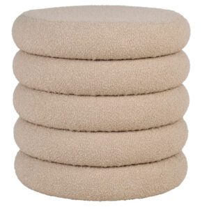 Nordic Living Béžový bouclé taburet Brook 44 cm