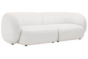 Micadoni Bílá bouclé čtyřmístná pohovka Kate 243 cm