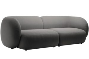 Micadoni Tmavě šedá sametová čtyřmístná pohovka Kate 243 cm