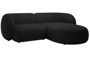 Micadoni Černá bouclé rohová pohovka Kate 255 cm