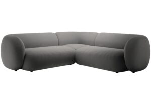 Micadoni Tmavě šedá sametová rohová pohovka Kate 252 cm
