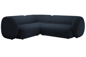 Micadoni Tmavě modrá bouclé rohová pohovka Kate 252 cm