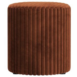 Micadoni Terakotově oranžový manšestrový taburet Dia 40 cm