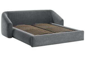 Cosmopolitan Design Šedá sametová dvoulůžková postel Campi 160 x 200 cm s úložným prostorem